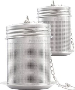 PrimeAmbition - 2 Stuks Theezeef En Theetip Voor Losse Thee - Extra Fijne Filter - Thee Ei Set Met Schoteltje Voor Theezakjes