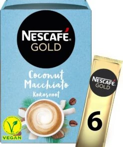 Nescafé Gold Coconut Macchiato Oploskoffie - 6 Doosjes à 6 Zakjes -Koffiedrank Winkel 1005x1200