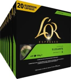 L'OR Lungo Elegante Koffiecups - Intensiteit 6/12 - 10 X 20 Capsules