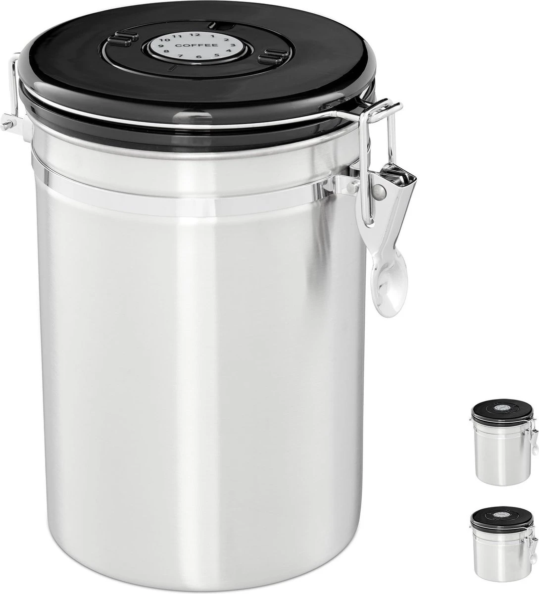Relaxdays Voorraadbus Koffie - Koffieblik - Luchtdicht - Koffiebus - Zilver - Metaal Groot 1 Relaxdays Voorraadbus Koffie - Koffieblik - Luchtdicht - Koffiebus - Zilver - Metaal Groot