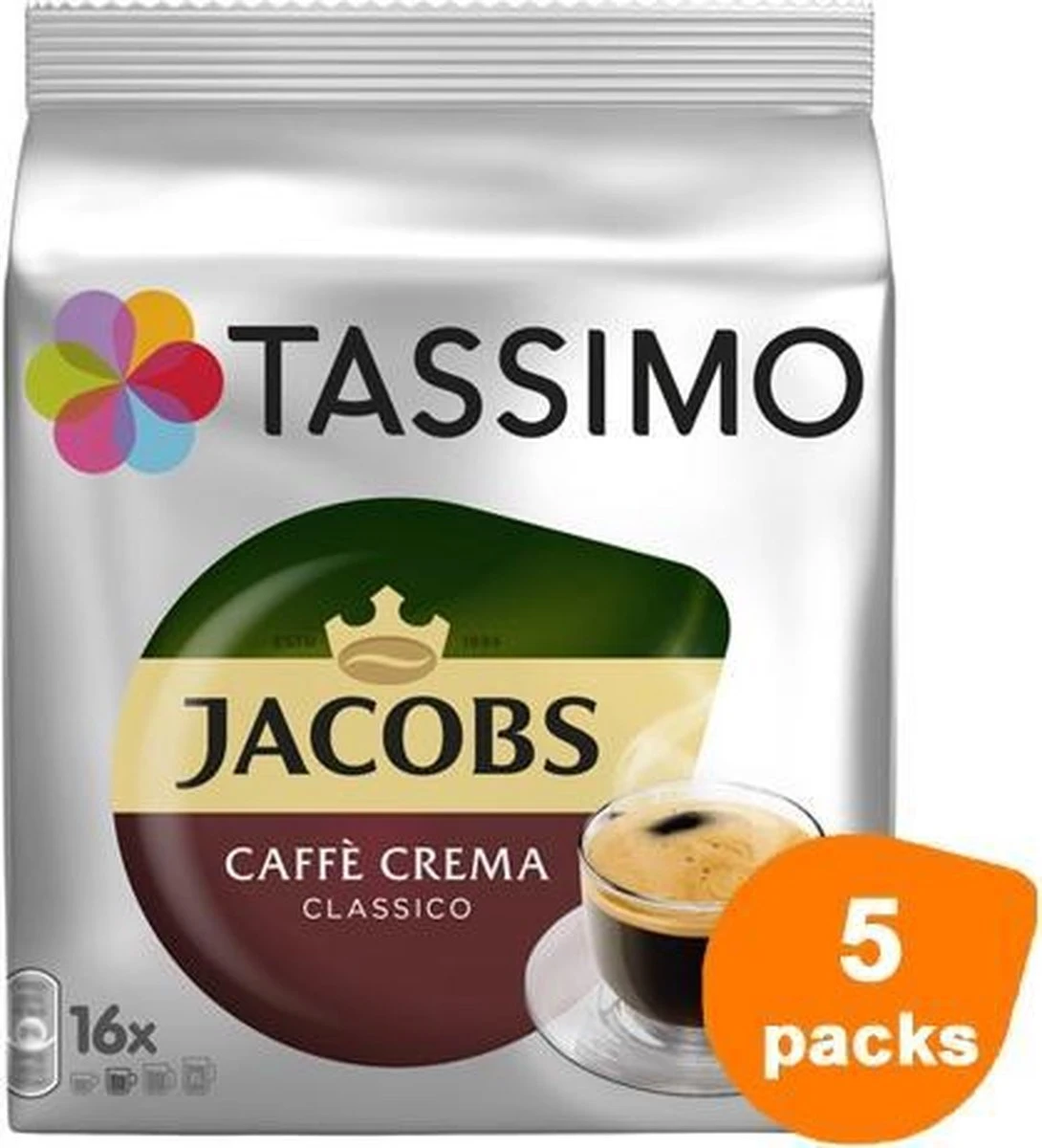 Tassimo - Jacobs Caffè Crema Classico - 5x 16 T-Discs 2 Tassimo - Jacobs Caffè Crema Classico - 5x 16 T-Discs - Afbeelding 2
