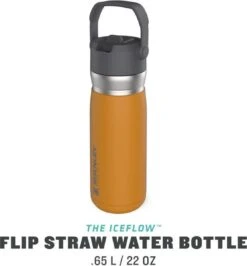 Stanley The IceFlow™ Flip Straw Water Bottle 0,65L - Thermosfles - Saffron -Koffiedrank Winkel 1114x1200