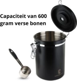 Castagnola Koffie Bewaarbus - Luchtdicht Met CO2 Uitlaat - Voor 600 Gram Koffiebonen - Koffieblik Matzwart Voorraadbussen - Voorraadbus - 1.8L -Koffiedrank Winkel 1145x1200 1