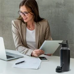 Thermosfles - Onyx Black - 1 Liter - Extra Dop Met Rietje & Drinktuit - Thermosflessen - Isoleerfles - BPA Vrij - Lekvrij - Thermoskan - Isoleerbeker - Thermosbeker -Koffiedrank Winkel 1193x1200 3