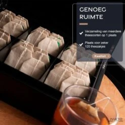 Invicto Products Theedoos 6 Vaks - Ruimte Voor 120 Theezakjes - Bamboe - Anti Slip En Anti Kras - Zwart -Koffiedrank Winkel 1198x1200 4