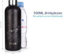 TIGR The Combo - Voordeelset Minimalist Thermosfles En Cup Warmhoudbeker - 500ml - Zwart Marmer -Koffiedrank Winkel 1200x1031