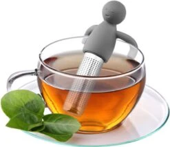 Theemannetjes - Theefilter Voor Losse Thee - Thee Infuser - Thee Zeef - Siliconen - Vaatwasserbestendig - Grijs - 2stuks