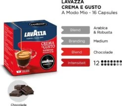 LAVAZZA A Modo Mio Crema E Gusto – 16 Cups -Koffiedrank Winkel 1200x1043 1