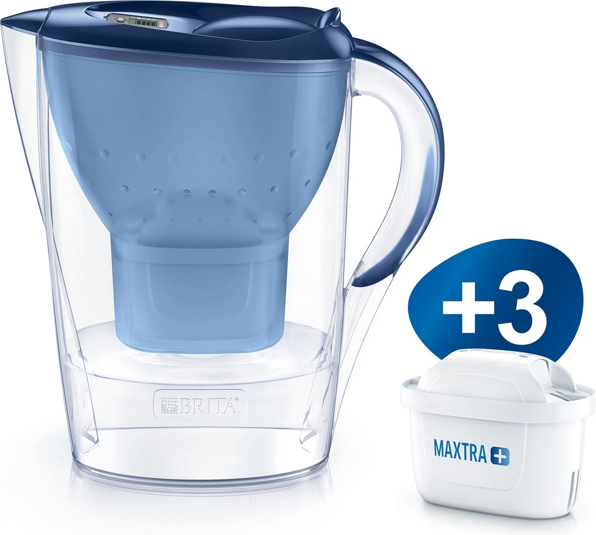 BRITA - Waterfilterkan Marella Cool - Blauw - 2,4L + 3 MAXTRA+ Waterfilterpatronen 1 BRITA - Waterfilterkan Marella Cool - Blauw - 2,4L + 3 MAXTRA+ Waterfilterpatronen