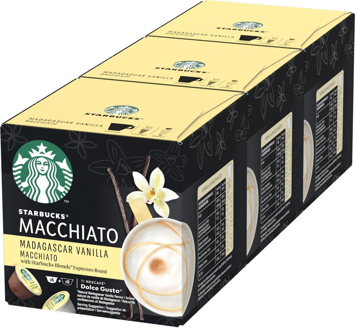Starbucks By Dolce Gusto Capsules Madagascar Vanilla Macchiato- 3 Doosjes à 12 Koffiecups 1 Starbucks By Dolce Gusto Capsules Madagascar Vanilla Macchiato- 3 Doosjes à 12 Koffiecups