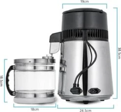 Destilleerketel - Destilleerapparaat - Water Destilleren - RVS Destilleerder - Compleet Pakket - Incl 3 Koolstoffilters En Gratis Schoonmaakmiddel - Zwart - Glazen Waterkan -Koffiedrank Winkel 1200x1109