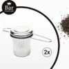 Bar Essentials® Theezeef Met Inklapbare Handgreepjes én Lekplaatje (set Van 2) - Fijnmazig Theefilter Voor Losse Thee - Theezeefjes Voor Losse Thee RVS - Theefilter Voor Losse Thee - Theezeef - Theefilter RVS