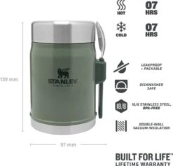 Stanley The Legendary Food Jar + Spork 0,4L - Thermosfles - Hammertone Green -Koffiedrank Winkel 1200x1151