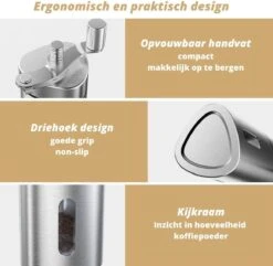 Comes In Handy - Koffiemolen Handmatig - Keramische Kern - Roestvrijstaal - Instelbare Maalgraad -Koffiedrank Winkel 1200x1169 4