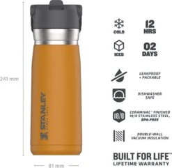 Stanley The IceFlow™ Flip Straw Water Bottle 0,65L - Thermosfles - Saffron -Koffiedrank Winkel 1200x1170 1