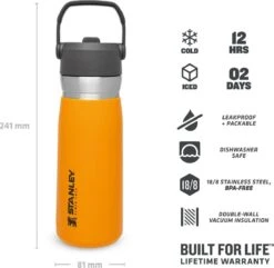 Stanley The IceFlow™ Flip Straw Water Bottle 0,65L - Thermosfles - Saffron -Koffiedrank Winkel 1200x1170