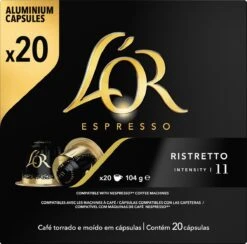 L'OR Espresso Ristretto Koffiecups - Intensiteit 11/12 - 10 X 20 Capsules -Koffiedrank Winkel 1200x1187 11