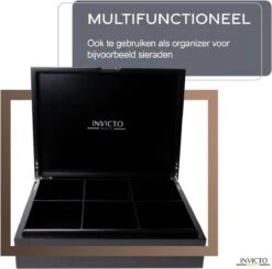 Invicto Products Theedoos 6 Vaks - Ruimte Voor 120 Theezakjes - Bamboe - Anti Slip En Anti Kras - Zwart -Koffiedrank Winkel 1200x1188 1