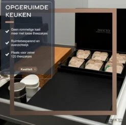 Invicto Products Theedoos 6 Vaks - Ruimte Voor 120 Theezakjes - Bamboe - Anti Slip En Anti Kras - Zwart -Koffiedrank Winkel 1200x1192 2