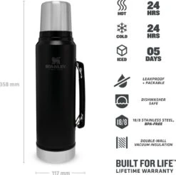 Stanley The Legendary Classic Bottle 1,00L - Thermosfles - Matte Black -Koffiedrank Winkel 1200x1196 3