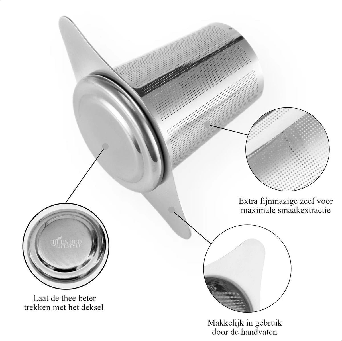 Theezeef Met Handvat Inclusief Lekplaatje En Kruiden Knijper - Thee Ei Voor Losse Thee - Theefilter Voor Losse Thee - Thee Infuser 2 Theezeef Met Handvat Inclusief Lekplaatje En Kruiden Knijper - Thee Ei Voor Losse Thee - Theefilter Voor Losse Thee - Thee Infuser - Afbeelding 2