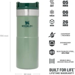 Stanley The NeverLeak™ Travel Mug 0,35L NEW - Thermosfles - Hammertone Green -Koffiedrank Winkel 1200x1197 2