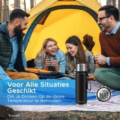 TravelR Thermosfles - Thermoskan - Drinkfles - Isoleerfles - BPA Vrij - Roestvrij Staal - 750 ML - Mat Zwart -Koffiedrank Winkel 1200x1200 21