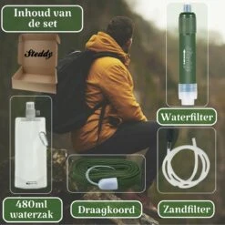Waterfilter Survival Steddy Pro - Zuiver Gratis Drinkwater - Waterfles Waterzuivering - Waterfilter Kraan - Outdoor - FILTER 4000 LITER! -Koffiedrank Winkel 1200x1200 284