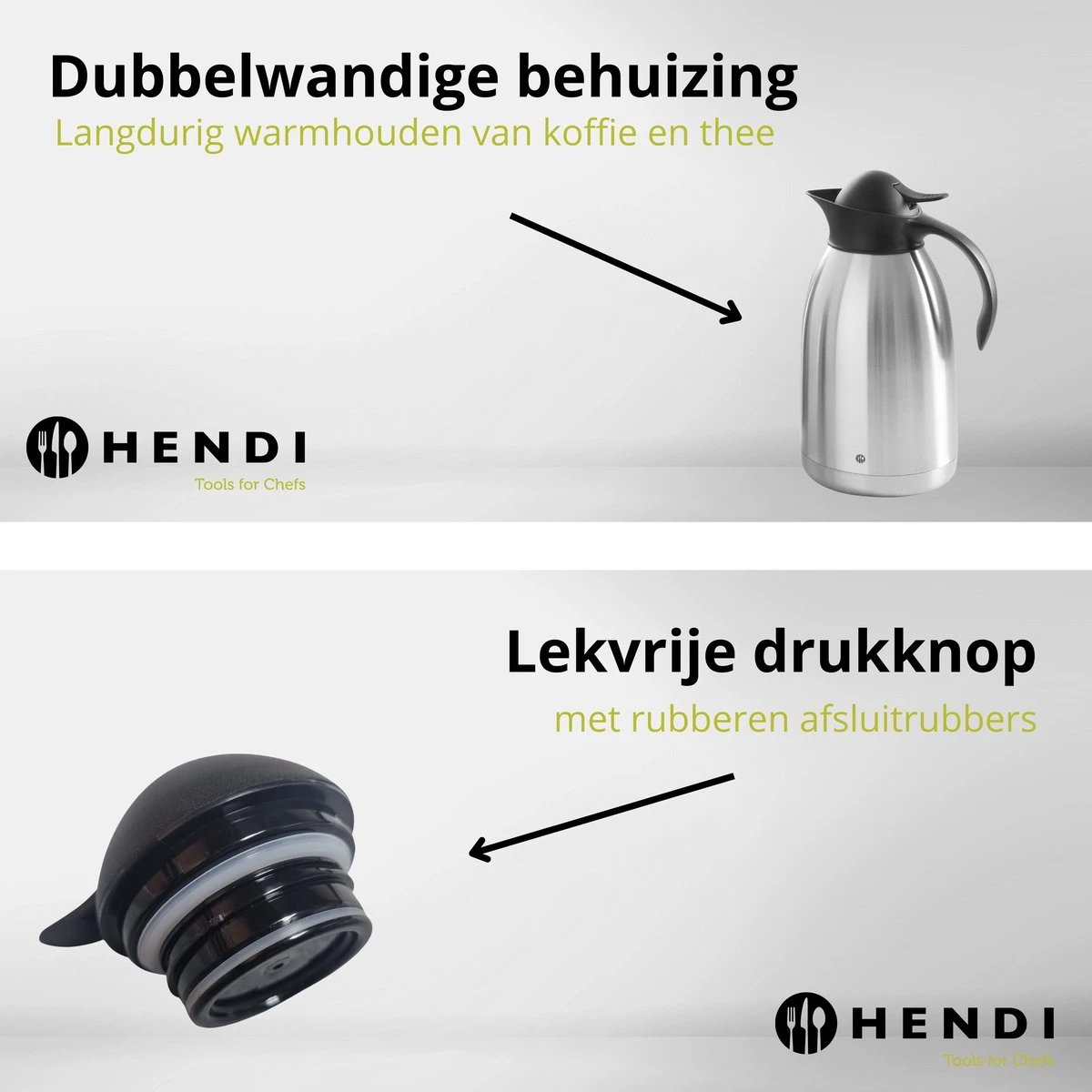 Hendi Thermoskan 2 Liter - Isoleerkan Met Drukknop - Zwart - Ø14,5x(H)26cm 2 Hendi Thermoskan 2 Liter - Isoleerkan Met Drukknop - Zwart - Ø14,5x(H)26cm - Afbeelding 2