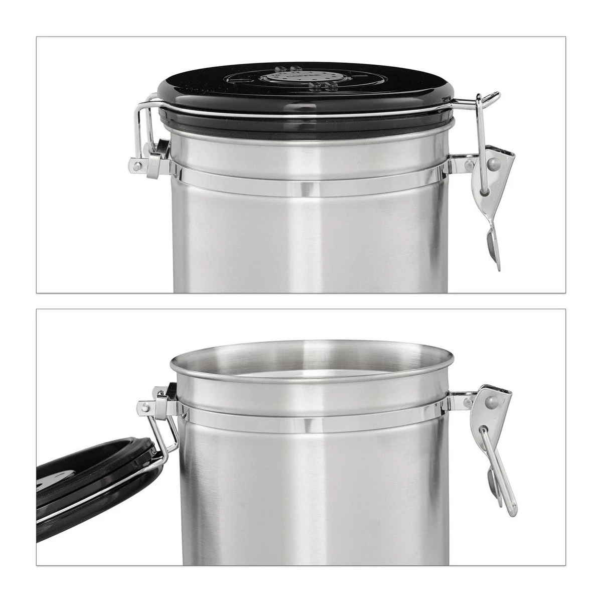 Relaxdays Voorraadbus Koffie - Koffieblik - Luchtdicht - Koffiebus - Zilver - Metaal Groot 4 Relaxdays Voorraadbus Koffie - Koffieblik - Luchtdicht - Koffiebus - Zilver - Metaal Groot - Afbeelding 4