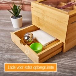 Amazy Theedoos Bamboe Extra Groot Met Lade En Theeplank - Thee Opslag Voor Theezakjes, Organizer Houten Doos Met Theekist, Theedozen Met 8 Verstelbare Verdelers, Opbergdoos -Koffiedrank Winkel 1200x1200 512