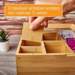 Amazy Theedoos Bamboe Extra Groot Met Lade En Theeplank - Thee Opslag Voor Theezakjes, Organizer Houten Doos Met Theekist, Theedozen Met 8 Verstelbare Verdelers, Opbergdoos -Koffiedrank Winkel 1200x1200 514