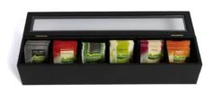 CasaLupo Theedoos Zwart 6-vaks - Met Fluweel - 43 X 9 Cm -Koffiedrank Winkel 1200x500