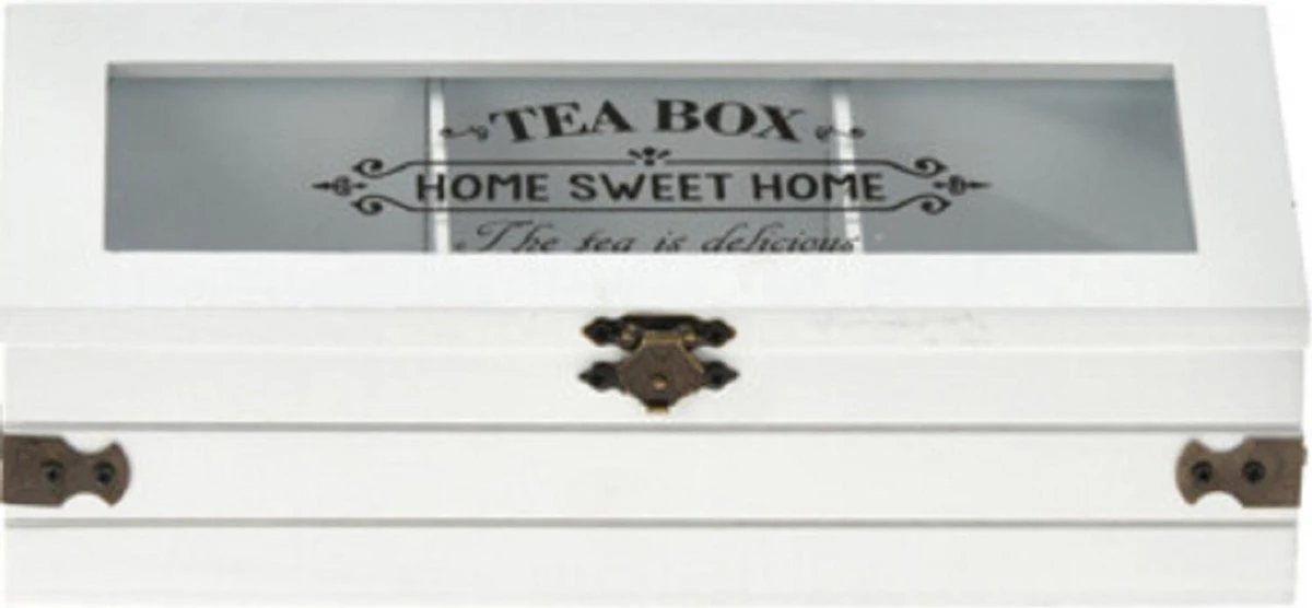 Excellent Houseware Houten Theedoos/theekist Met 3 Vakken - 24 X 9 X 9 Cm - Wit - Theedozen 3 Excellent Houseware Houten Theedoos/theekist Met 3 Vakken - 24 X 9 X 9 Cm - Wit - Theedozen - Afbeelding 3
