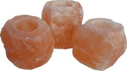 Himalaya Zoutsteen Theelichthouder Natural (Set Van 3 Stuks)