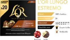 L'OR Lungo Estremo (10) - 10 X 20 Koffiecups -Koffiedrank Winkel 1200x678 3