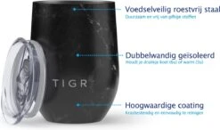 TIGR The Combo - Voordeelset Minimalist Thermosfles En Cup Warmhoudbeker - 500ml - Zwart Marmer -Koffiedrank Winkel 1200x710 1