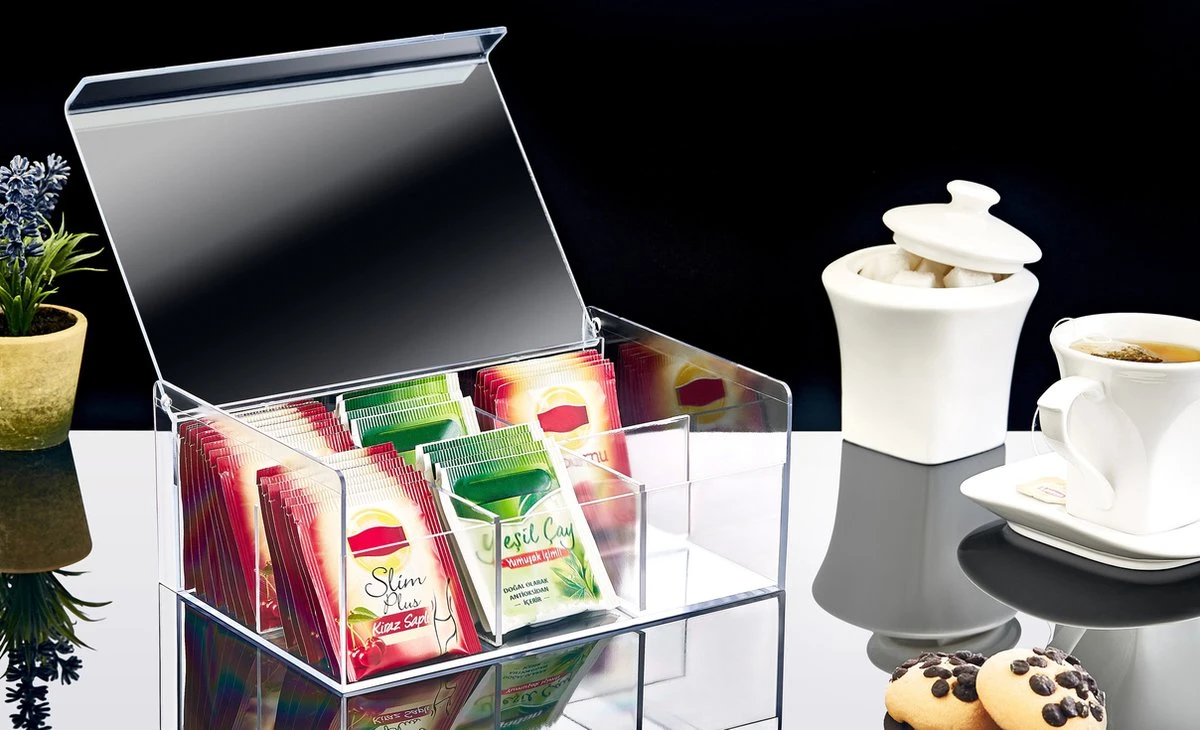 Box Up Theedoos - 6 Vakken - Ruimte Voor 60 Theezakjes - BPA Vrij - Transparant 5 Box Up Theedoos - 6 Vakken - Ruimte Voor 60 Theezakjes - BPA Vrij - Transparant - Afbeelding 5