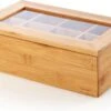 Lumaland Cuisine - Theedoos Van Bamboe - Theebox Met 8 Vakken - Duurzam Decoratief Materiaal - Ca. 28 X 16 X 9 Cm