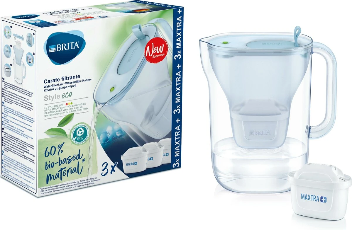 BRITA Waterfilterbundel Style Eco Cool Powder Blue + 3 MAXTRA+ Filterpatronen 3 BRITA Waterfilterbundel Style Eco Cool Powder Blue + 3 MAXTRA+ Filterpatronen - Afbeelding 3