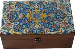 Merkloos Perzische Theedoos Gelayol - Perzisch Patroon - Houtwerk - Persis Treasures