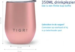 TIGR Cup - Drinkbeker - Thermosbeker - Koffie En Thee - 350ml - Rosé Goud -Koffiedrank Winkel 1200x833