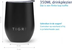 TIGR Cups - Drinkbekers - Thermosbekers - RVS - Set Van 2 - 350ml - Zwart/Rosé Goud -Koffiedrank Winkel 1200x834