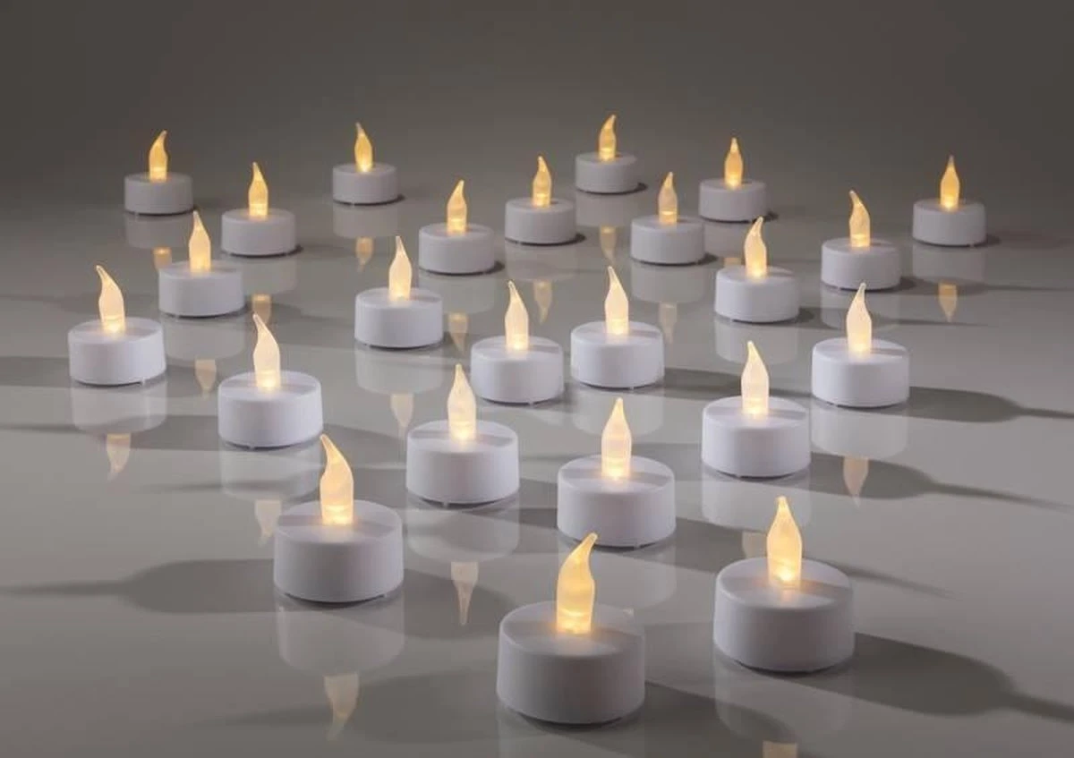 Merkloos Set Theelichtjes LED - Box Met 48 Stuks - INCLUSIEF Batterijen 2 Merkloos Set Theelichtjes LED - Box Met 48 Stuks - INCLUSIEF Batterijen - Afbeelding 2