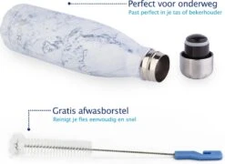 TIGR The Original - Drinkfles - Thermosfles - RVS - 500ml - Marmer - Met Afwasborstel -Koffiedrank Winkel 1200x874