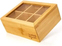 Bambuswald© Houten Theedoos Met 6 Vakken Gemaakt Van 100% Duurzame Bamboe -Koffiedrank Winkel 1200x888