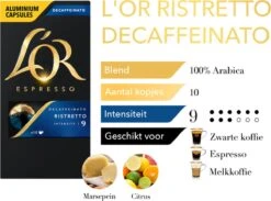 L'OR Espresso Ristretto Decaffeinato - Intensiteit 9/12 - 10 X 10 Capsules 16 L'OR Espresso Ristretto Decaffeinato - Intensiteit 9/12 - 10 X 10 Capsules -Koffiedrank Winkel 1200x889 2