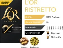 L'OR Espresso Ristretto (11) - 10 X 10 Koffiecups -Koffiedrank Winkel 1200x921