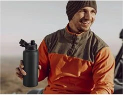 Thermosfles - Onyx Black - 1 Liter - Extra Dop Met Rietje & Drinktuit - Thermosflessen - Isoleerfles - BPA Vrij - Lekvrij - Thermoskan - Isoleerbeker - Thermosbeker -Koffiedrank Winkel 1200x926