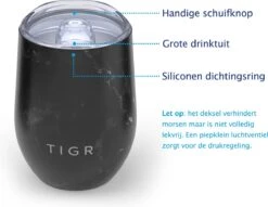 TIGR The Combo - Voordeelset Minimalist Thermosfles En Cup Warmhoudbeker - 500ml - Zwart Marmer -Koffiedrank Winkel 1200x929